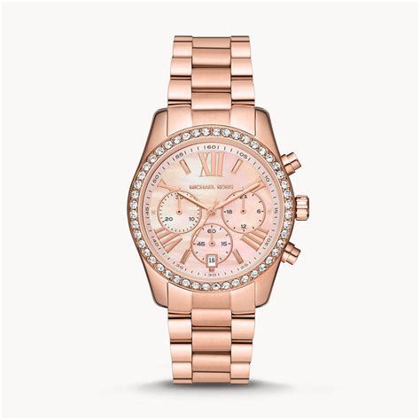 Michael Kors Women's Lexington Lux Chronograph Rose Gold 